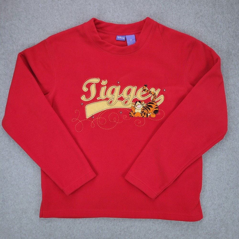 Disney Tigger Fleece Sweatshirt Womens Medium Red Embroidered Winnie the‎ Pooh